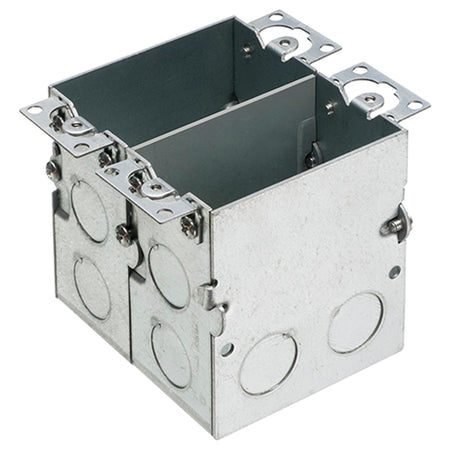 Arlington 2 Gang Stl Flr Comb Bx - 36 cu. in, 1/2" Knockouts