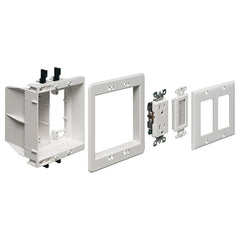 Arlington 2 Gang TV Box Kit - Recessed Plastic for Power & Low Voltage