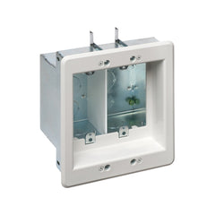 Arlington 2 Gang White TV Box - Recessed Steel with Divider