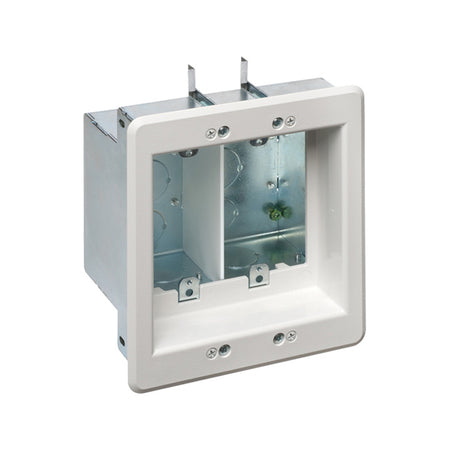 Arlington 2 Gang White TV Box - Recessed Steel with Divider