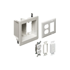 Arlington 2 Gang White TV BX Kit - Recessed Power & Low Voltage