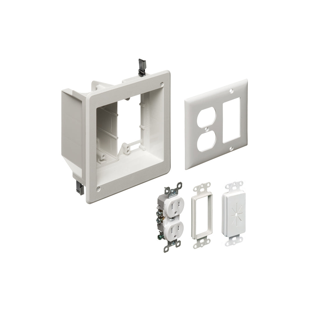 Arlington 2 Gang White TV BX Kit - Recessed Power & Low Voltage
