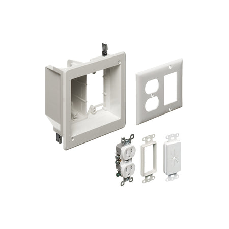 Arlington 2 Gang White TV BX Kit - Recessed Power & Low Voltage