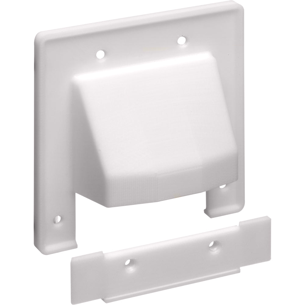 Arlington 2G 2Pcs Scoop Plate/Wht - Reversible Cable Plate
