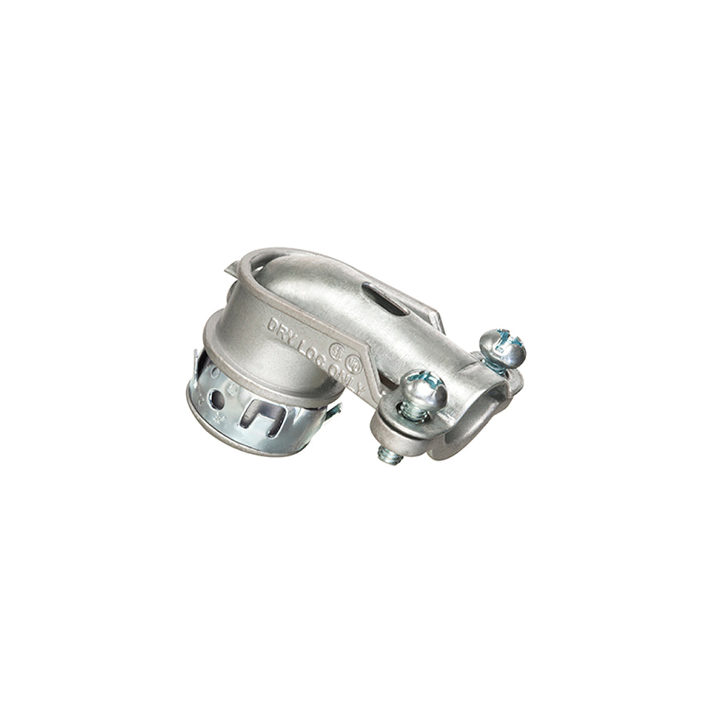 Arlington 3/8" Ins 90 St Flex Co - Zinc Cable Connector, 50-Pack