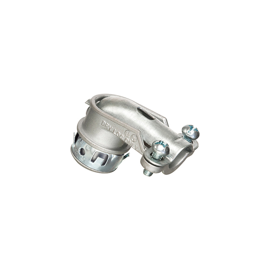 Arlington 3/8" Ins 90 St Flex Co - Zinc Cable Connector, 50-Pack