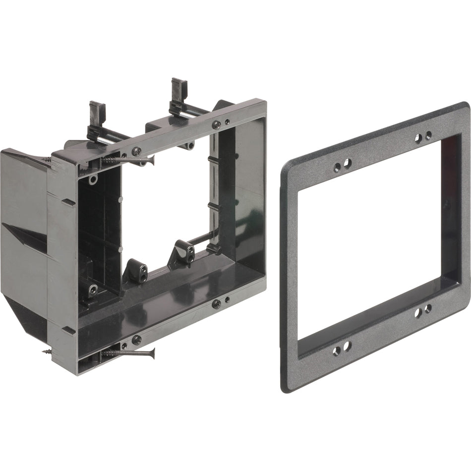 Arlington 3 Gang Black TV Box - Recessed Plastic, Low Voltage Divider