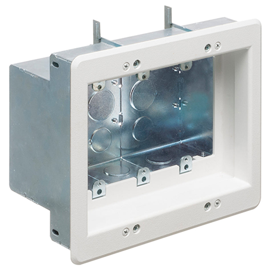 Arlington 3 Gang White TV Box Steel - Recessed, Low Voltage Divider