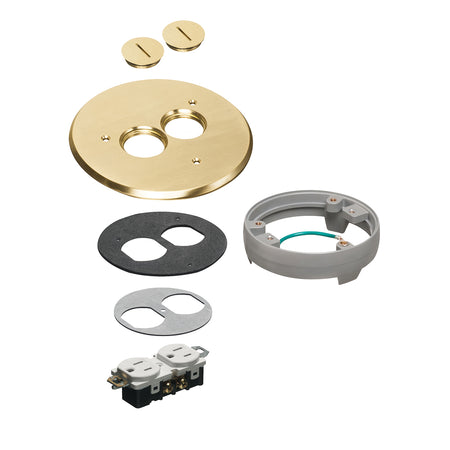 Arlington 6" Brass Cvr Kit with Leveling Ring & Threaded Plugs