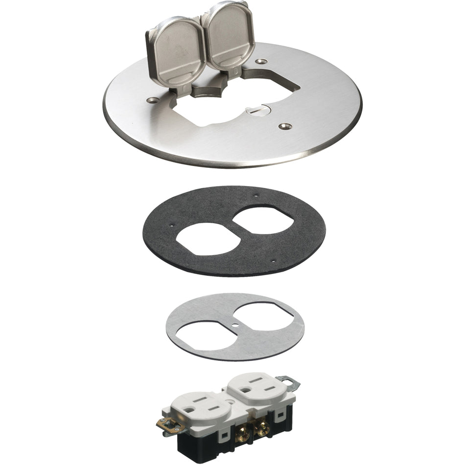 Arlington 6" Nickel Cover Kit 2 Fl - Dual Flip Lids