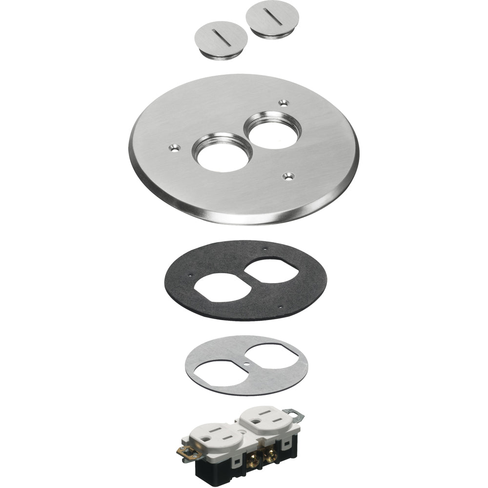 Arlington 6" Nickel Cover Kit 2 Tp - Round, 2 Threaded Plugs