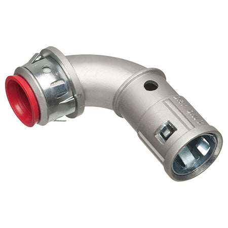 Arlington 90 Deg Snap2It Ins 3/8 Cable Connector, Zinc Die-Cast