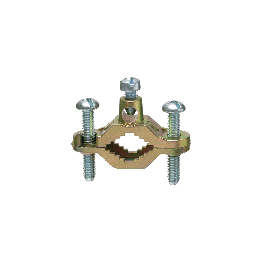 Arlington Bare Wire Grd.Clamp DC, Zinc Brass, 1/2" to 1" Pipe