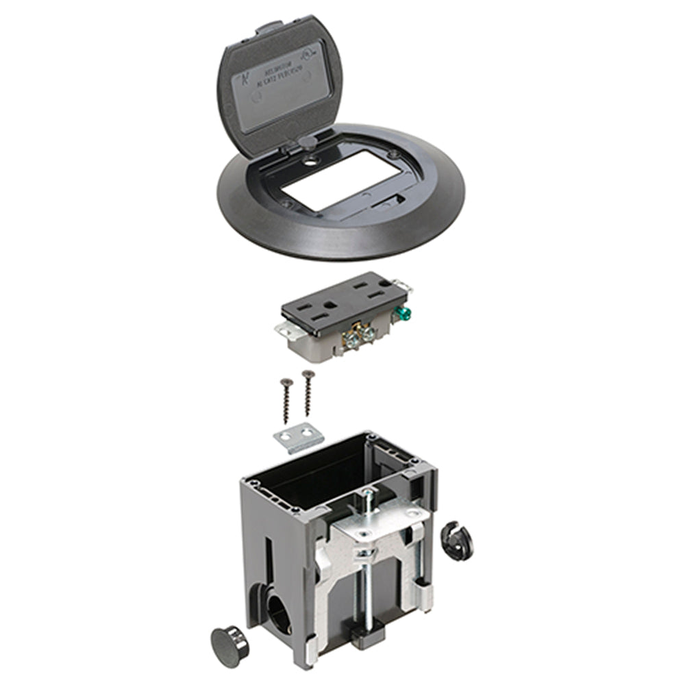 Arlington Black Round Flr Box - Adjustable Non-Metallic Floor Box