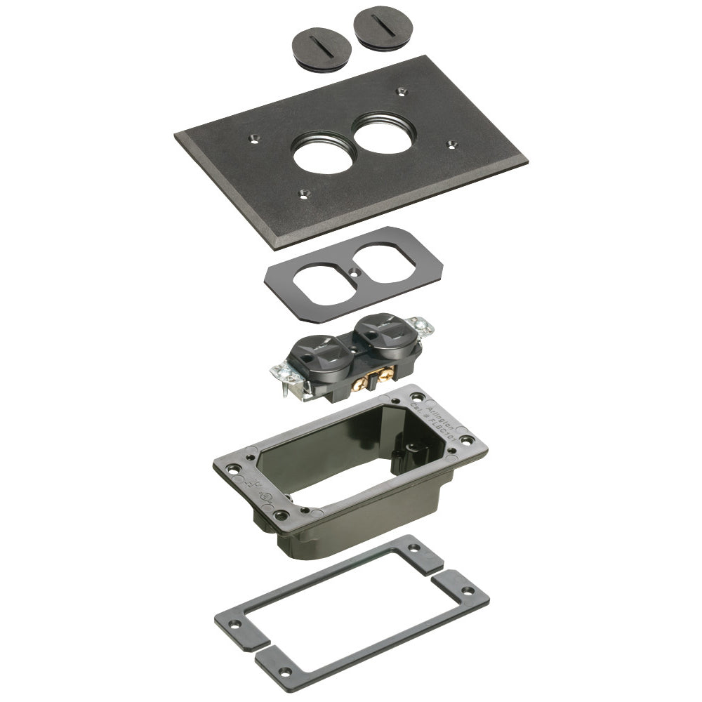 Arlington Black Trim Kit for Concrete Floor Boxes - Non-Metallic