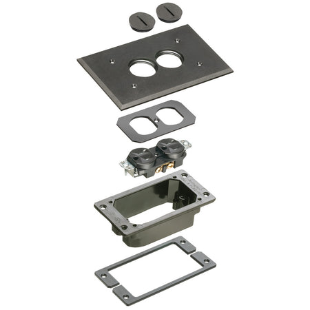 Arlington Black Trim Kit for Concrete Floor Boxes - Non-Metallic