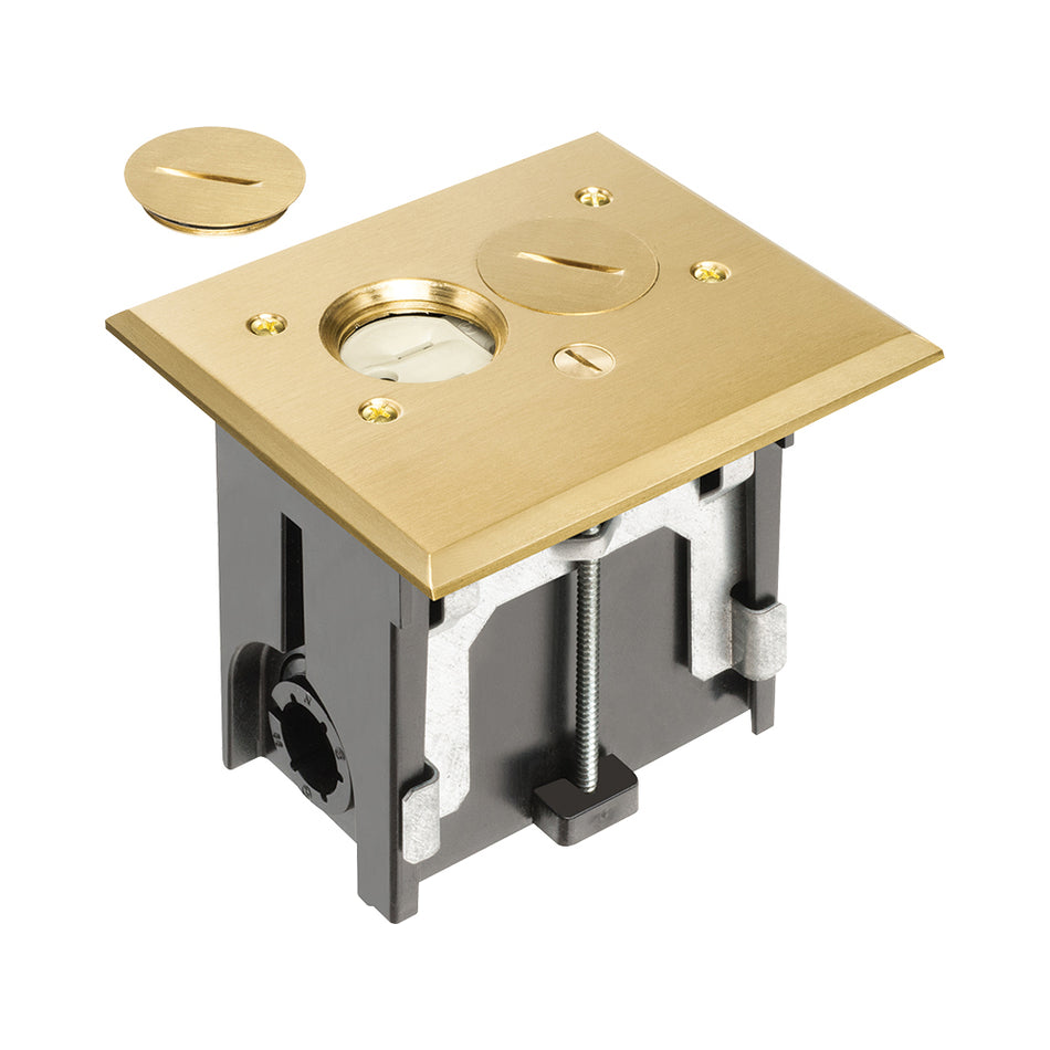 Arlington Brass Adj Floor Box - Includes Duplex Receptacle
