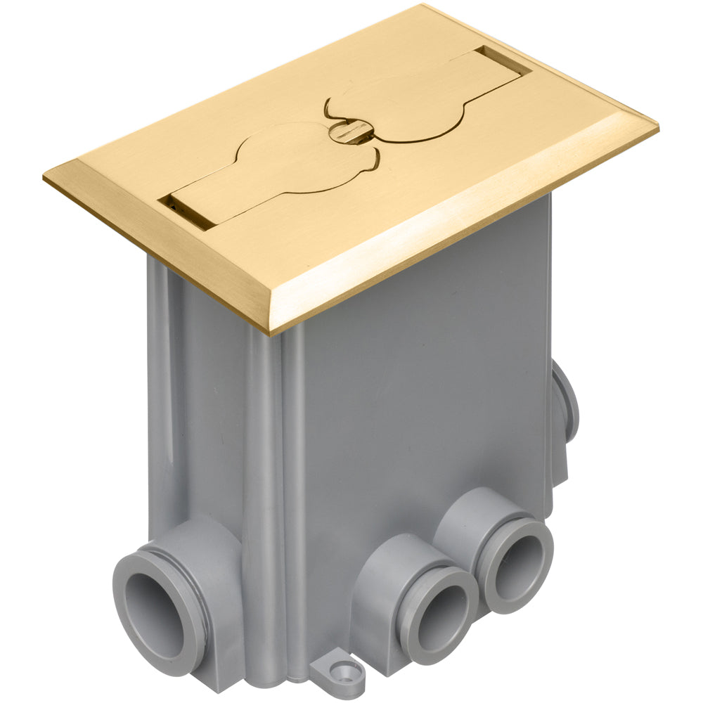 Arlington Brass Floor Box - Metallic Concrete Box with Flip Lids