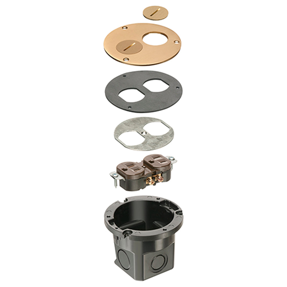 Arlington Brass Retro Floor Box Kit with Threaded Plugs