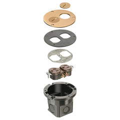 Arlington Brass Retro Floor Box Kit with Threaded Plugs