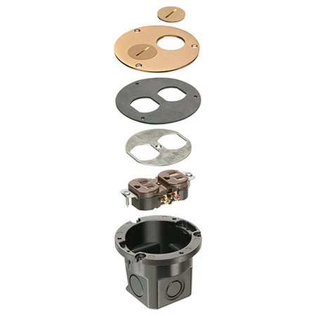Arlington Brass Retro Floor Box Kit with Threaded Plugs