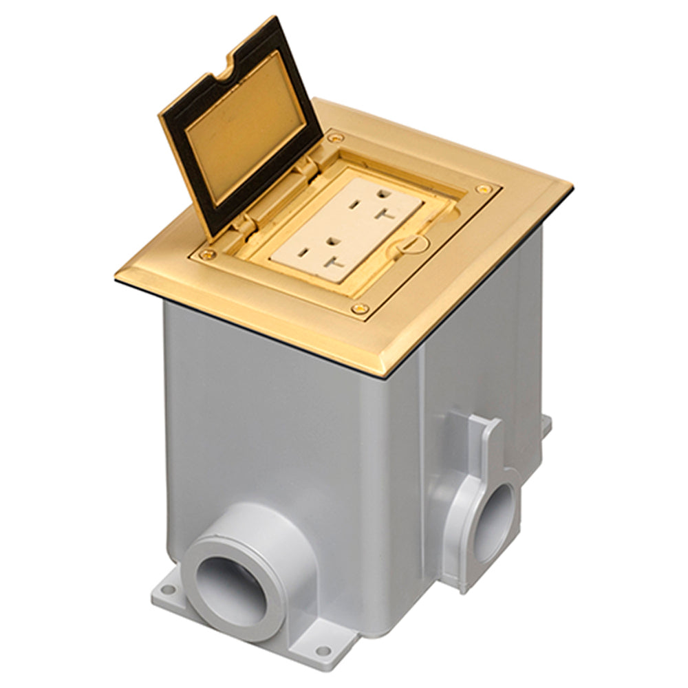 Arlington Brass Single Gang Floo Kit w/ Flip Lid & 20A Receptacle