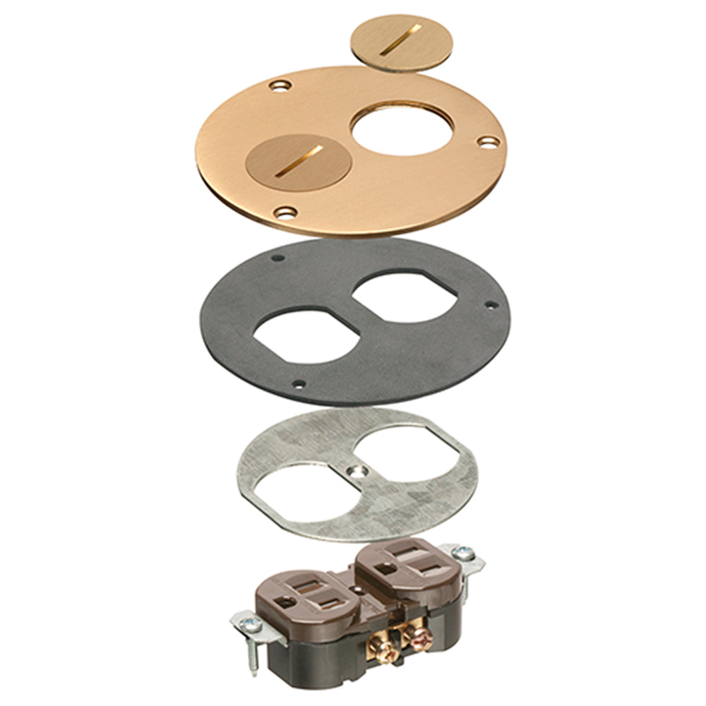 Arlington Brs Ret Fl Box Trim K - 4" Round Brass Cover Kit