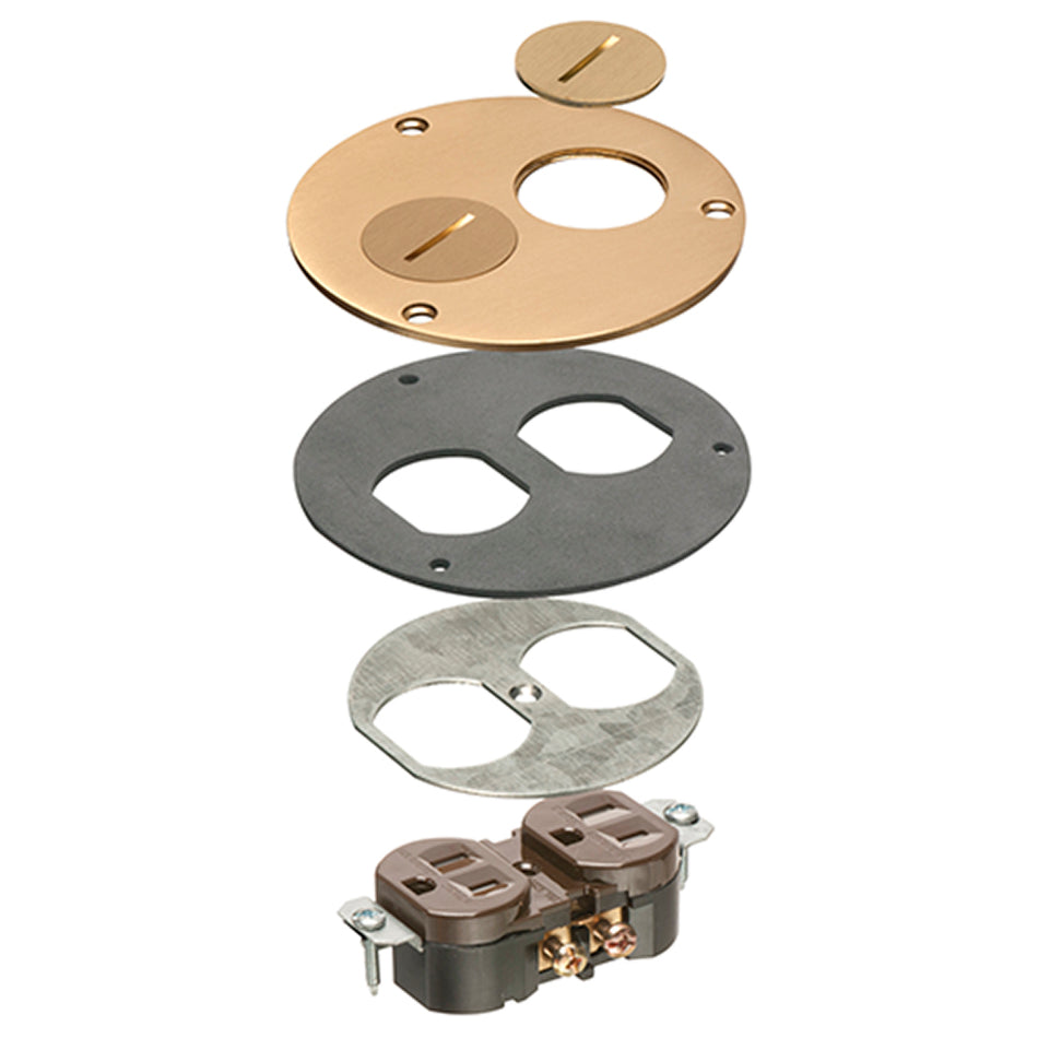 Arlington Brs Ret Fl Box Trim K - 4" Round Brass Cover Kit