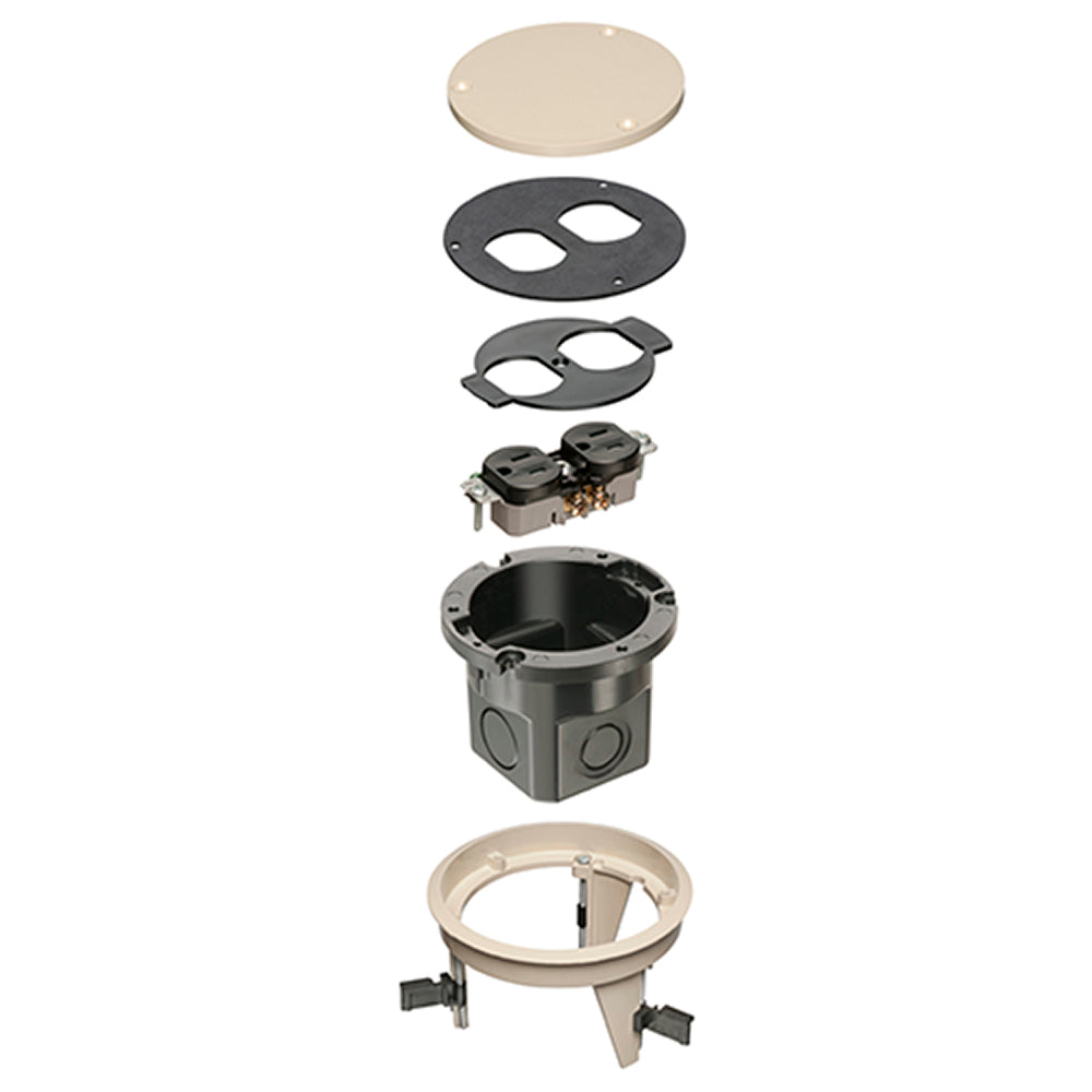 Arlington Dropin Floor Box Almnd - Non-Metallic Round Cover Kit