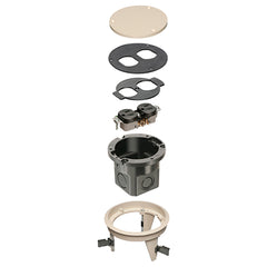 Arlington Dropin Floor Box Almnd - Non-Metallic Round Cover Kit