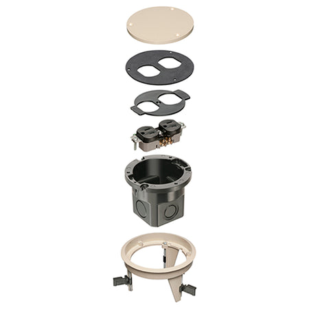 Arlington Dropin Floor Box Almnd - Non-Metallic Round Cover Kit