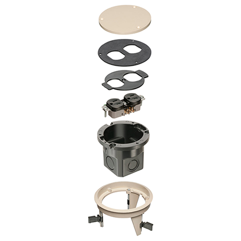 Arlington Dropin Floor Box Almnd - Non-Metallic Round Cover Kit