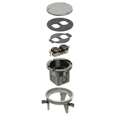 Arlington Dropin Floor Box Gray - Non-Metallic, Round Cover Kit