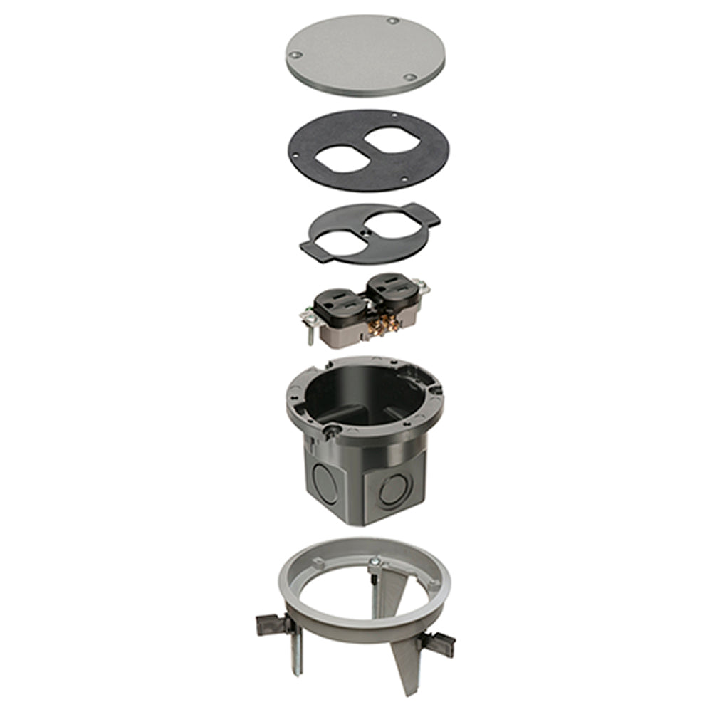 Arlington Dropin Floor Box Gray - Non-Metallic, Round Cover Kit