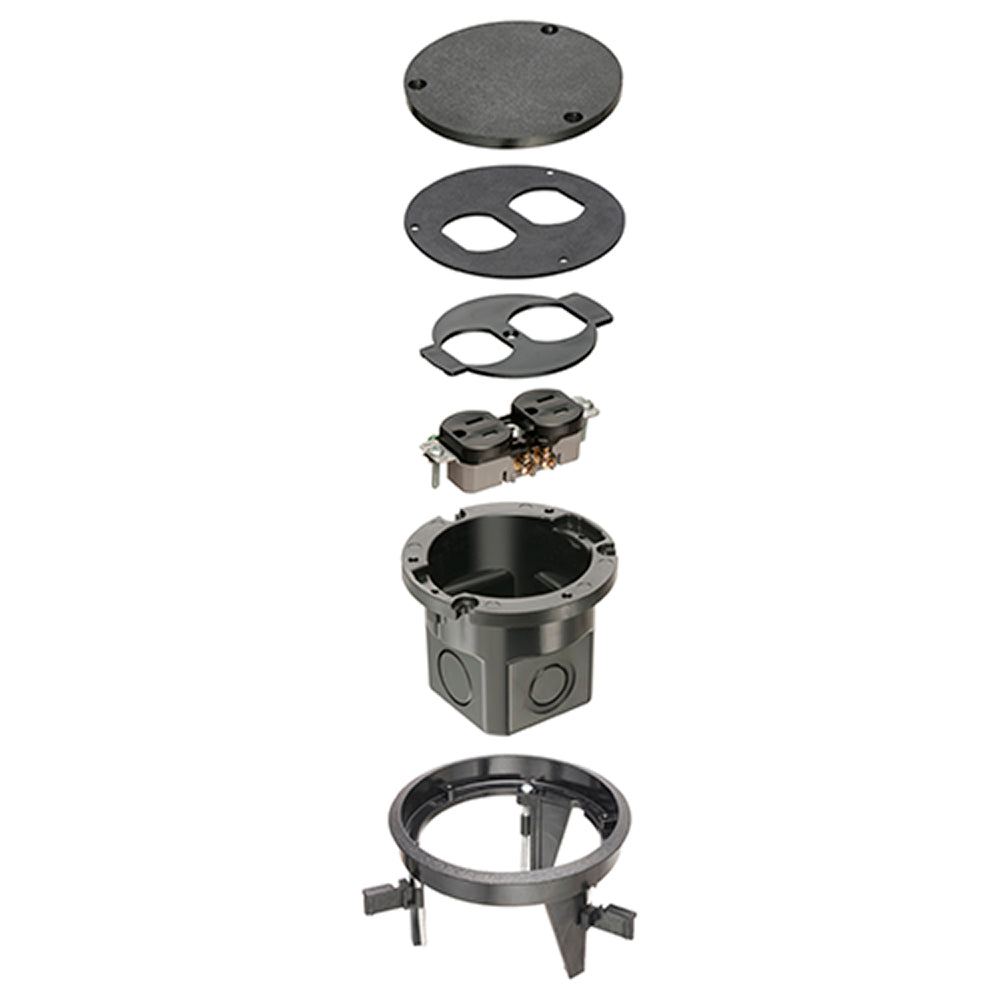 Arlington Floor Box Kit Black - Non-Metallic Round Cover