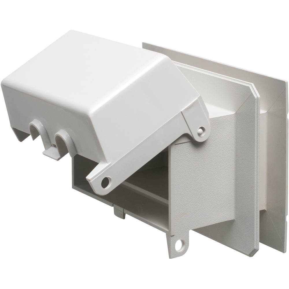 Arlington Horizontal Box - White, Weatherproof Vinyl Outlet Box