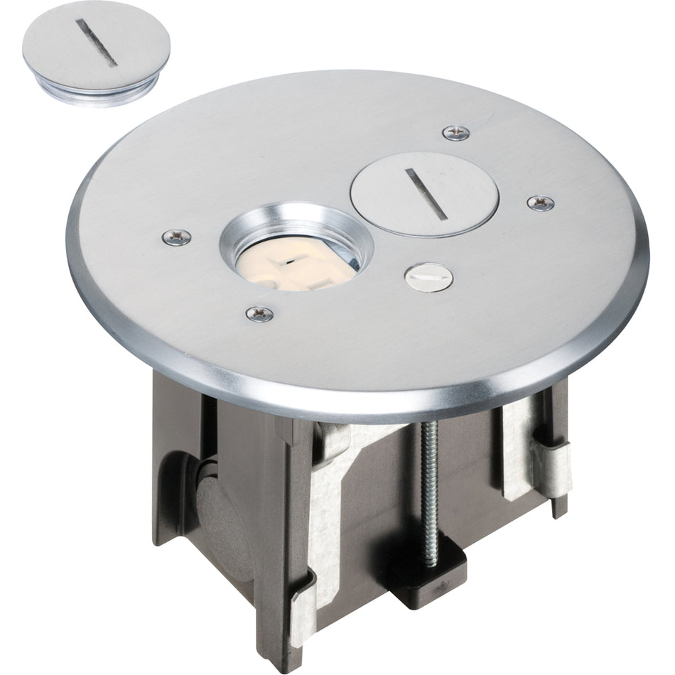 Arlington Nickel Adj Floor Bx-Ro - Adjustable Round Metallic Box