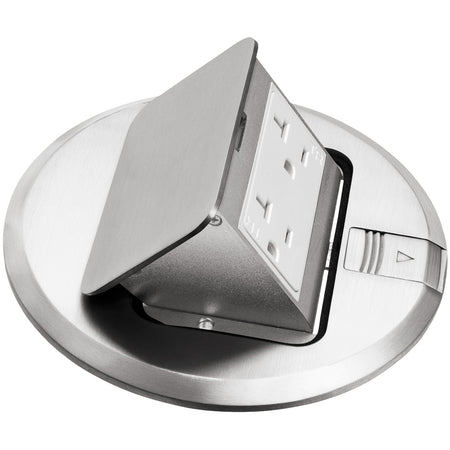 Arlington Nkl Pop-Up Cvr W/Recpt And Trapdoor Cvr - Nickel 15A Decorator