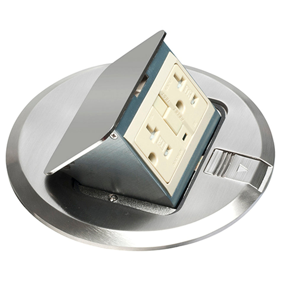 Arlington Nkl Pop-Up Cvr /W Tamper Proof Recpt, 6" Round, 20A GFCI