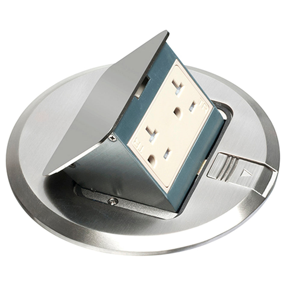 Arlington Nkl Pop-Up Cvr W/ Tamper Resistant 20A Recpt, 6" Round
