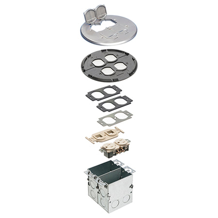 Arlington Rnd Nkl Fl Box 2G Flip - Floor Box Kit with Divider