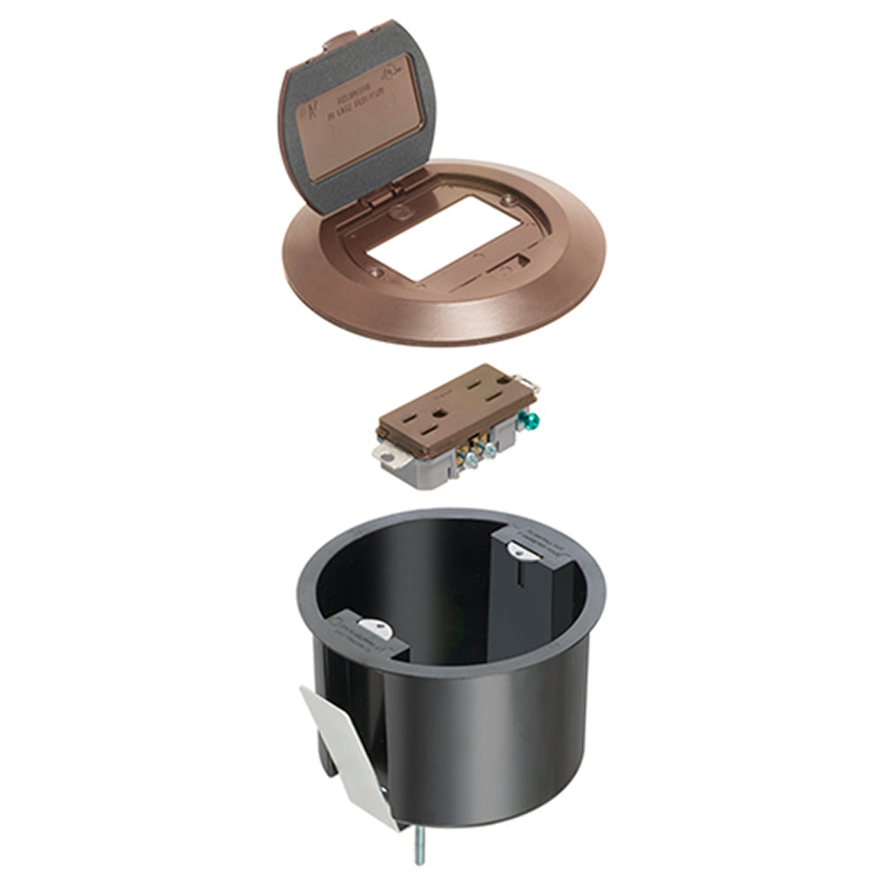 Arlington Round Plastic Box W/ Bracket & Cover - Brown, 1 Piece