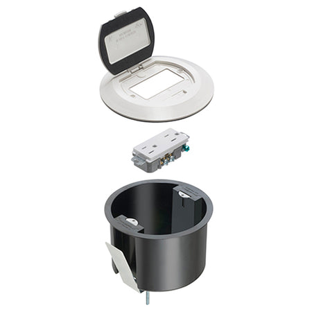 Arlington Round Plastic Box W/Wh - White Box with Steel Bracket