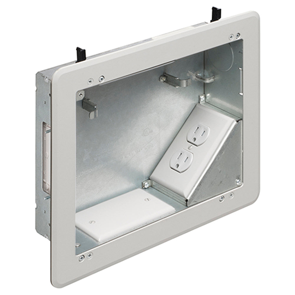 Arlington Steel TV Box with Flan - 8x10, Duplex Receptacle