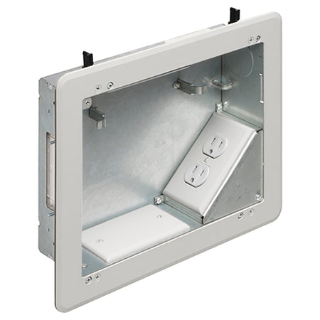 Arlington Steel TV Box with Flan - 8x10, Duplex Receptacle