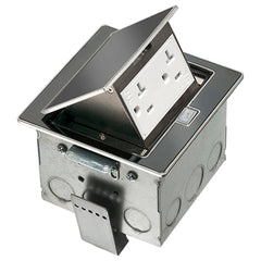 Arlington Trapdoor Countertop Box Stainless Steel, 20A Receptacle