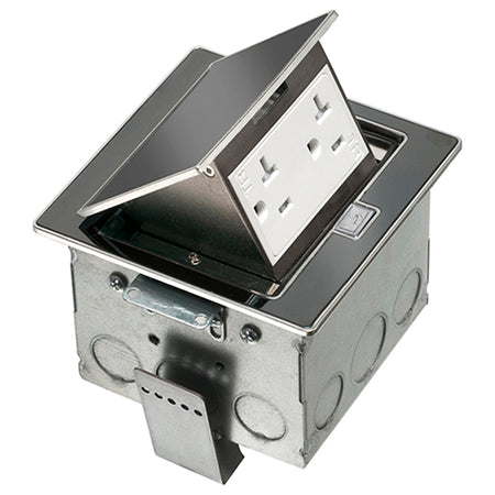 Arlington Trapdoor Countertop Box Stainless Steel, 20A Receptacle
