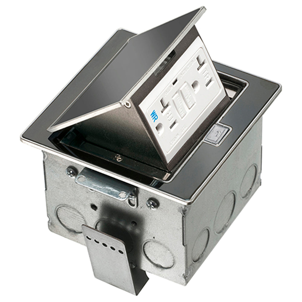 Arlington Trapdoor Countertop Box with Gasket - 20A GFCI Black