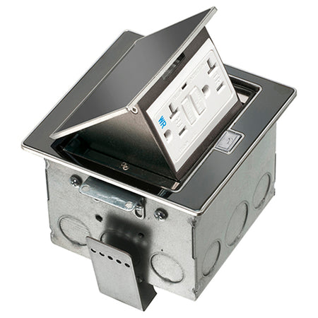 Arlington Trapdoor Countertop Box with Gasket - 20A GFCI Black