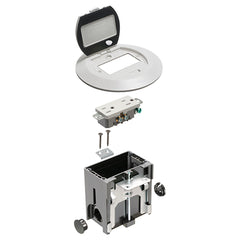 Arlington White Rd Adjust Fl Box - Non-Metallic Floor Box with Flip Lids